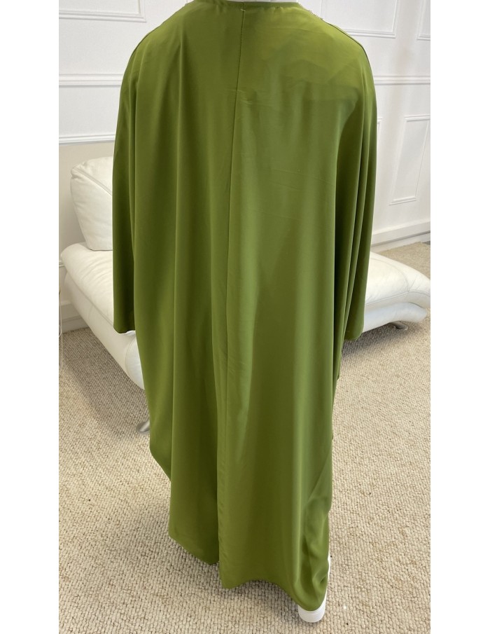 ABAYA MANCHE LONGUE AVEC BRODERIE FEMME VERT POMME MASTOUR - MASTOUR