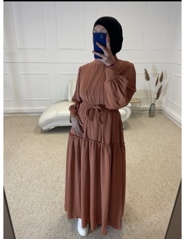 ABAYA LONGUE PLISSÉ FEMME ROSE