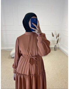 ABAYA LONGUE PLISSÉ FEMME ROSE 2