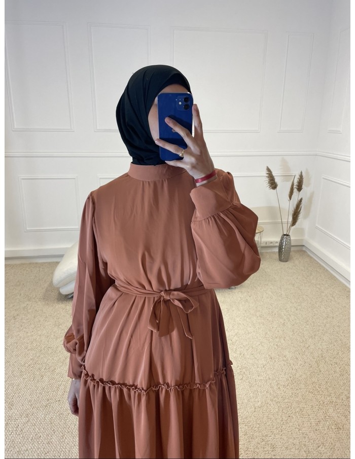 ABAYA LONGUE PLISSÉ FEMME ROSE - MASTOUR