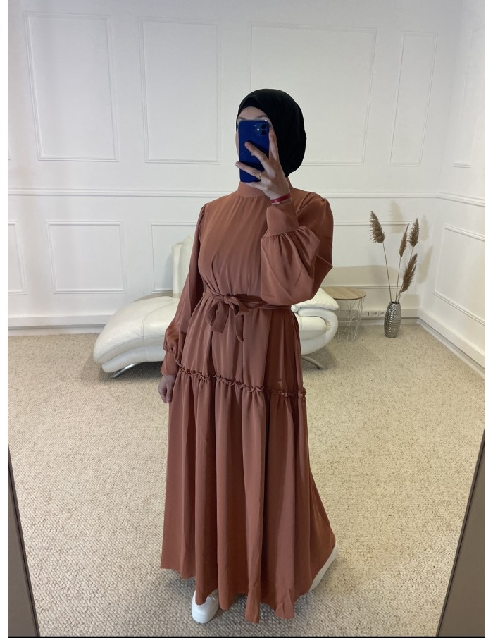 ABAYA LONGUE PLISSÉ FEMME ROSE - MASTOUR