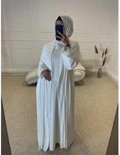 KIMONO PLISSÉ LONG FEMME BLANC
