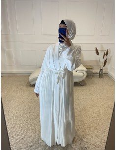KIMONO PLISSÉ LONG FEMME BLANC 2