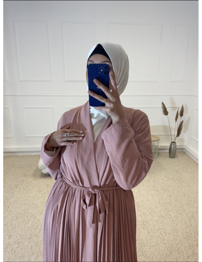 KIMONO PLISSÉ LONG FEMME ROSE - MASTOUR
