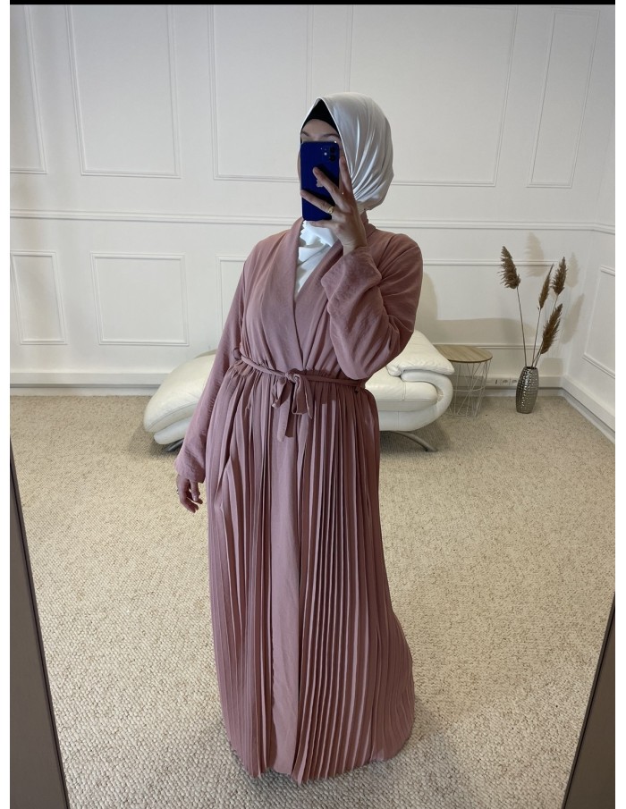 KIMONO PLISSÉ LONG FEMME ROSE - MASTOUR
