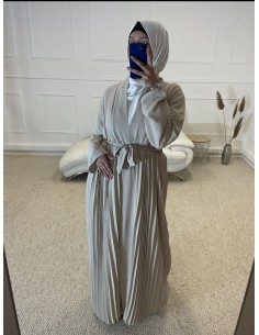 KIMONO PLISSÉ LONG FEMME BEIGE 2