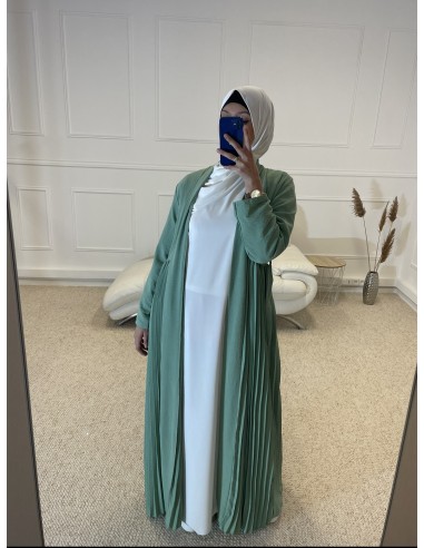KIMONO PLISSÉ LONG FEMME VERT CLAIR
