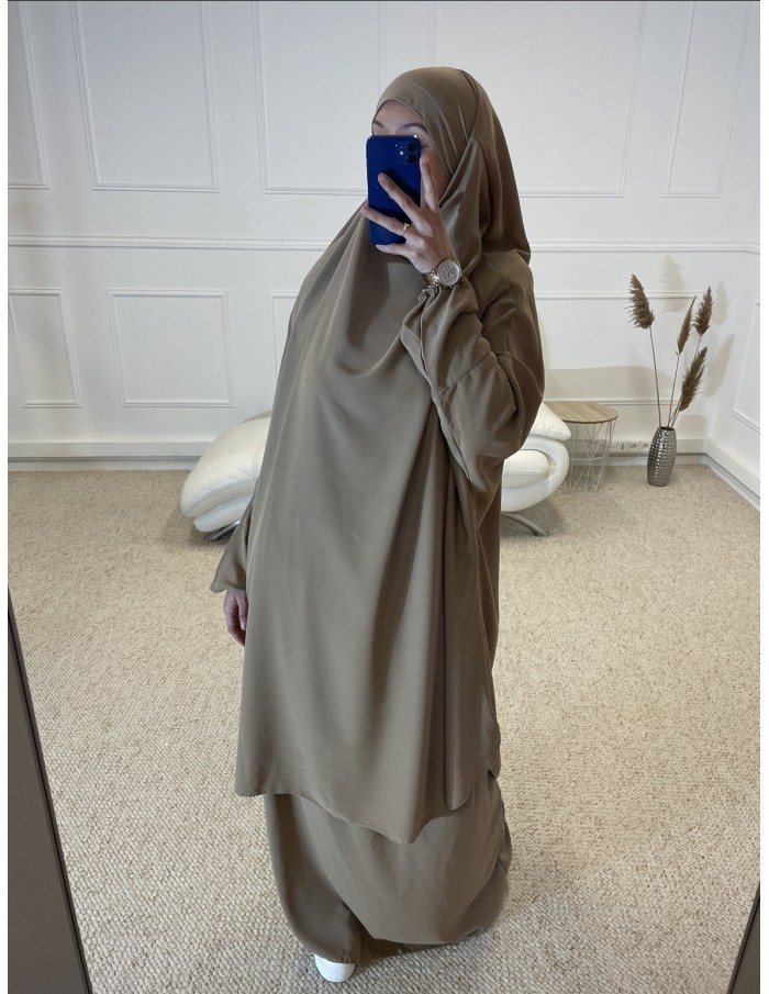 ENSEMBLE 2 PIÈCES JILBEB+JUPE FEMME TAUPE - MASTOUR