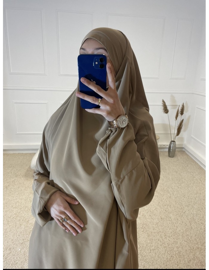 ENSEMBLE 2 PIÈCES JILBEB+JUPE FEMME TAUPE - MASTOUR