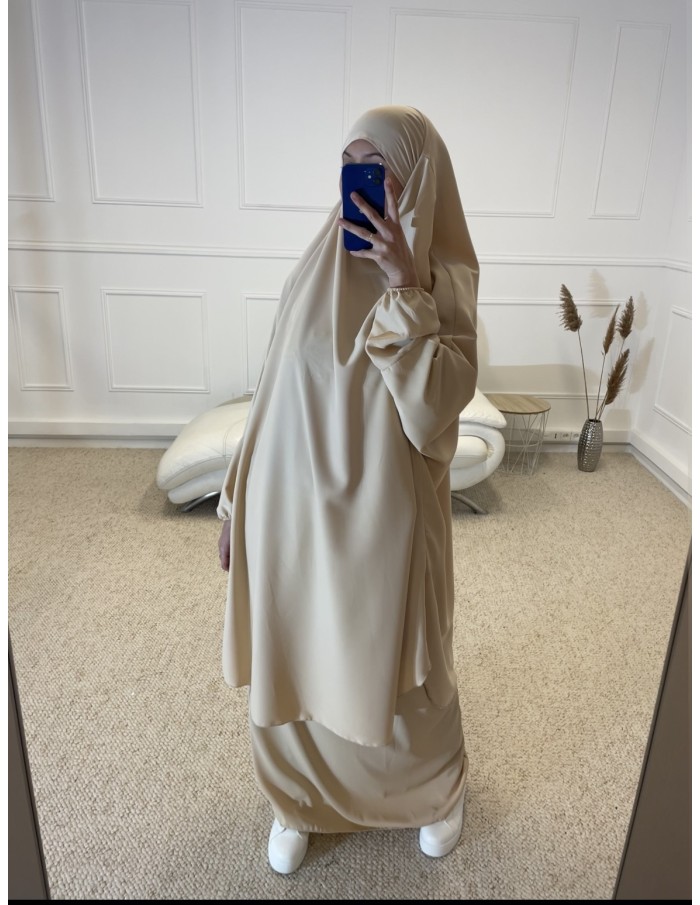 ENSEMBLE 2 PIÈCES JILBEB+JUPE FEMME BEIGE - MASTOUR