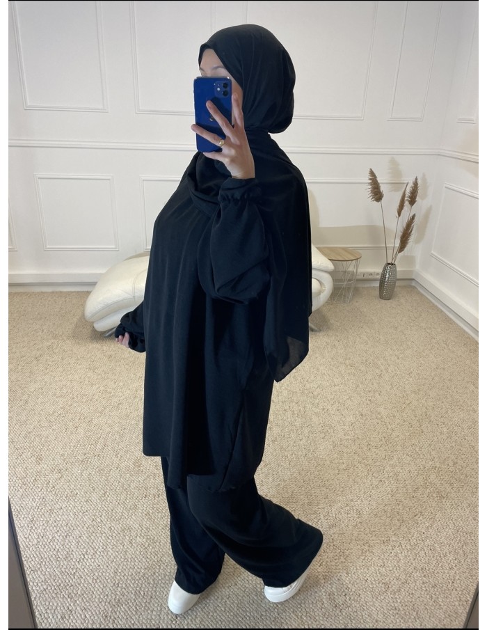 ENSEMBLE HAUT + PANTALON FLUIDE FEMME NOIR - MASTOUR