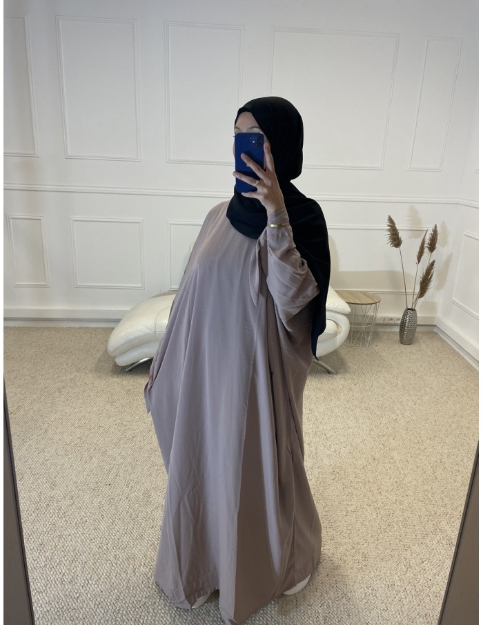 ABAYA FLUIDE AVEC NOEUD FEMME TAUPE - MASTOUR