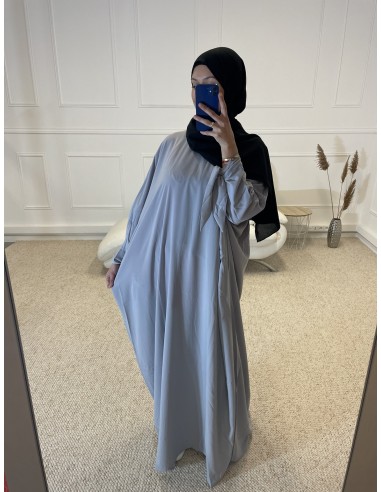 ABAYA FLUIDE AVEC NOEUD FEMME BLEU