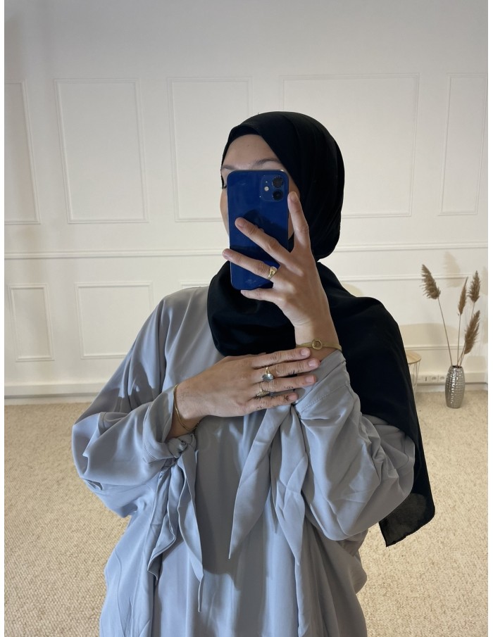 ABAYA FLUIDE AVEC NOEUD FEMME BLEU - MASTOUR