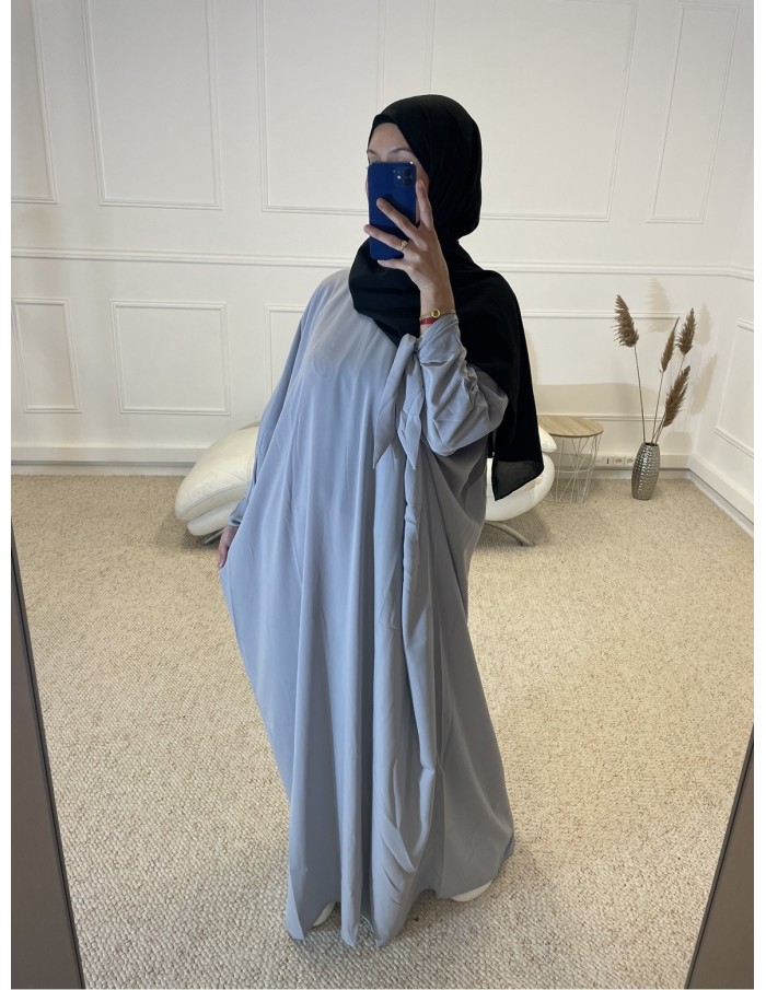 ABAYA FLUIDE AVEC NOEUD FEMME BLEU - MASTOUR