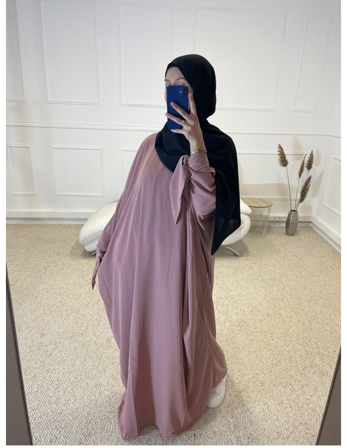 ABAYA FLUIDE AVEC NOEUD FEMME ROSE - MASTOUR