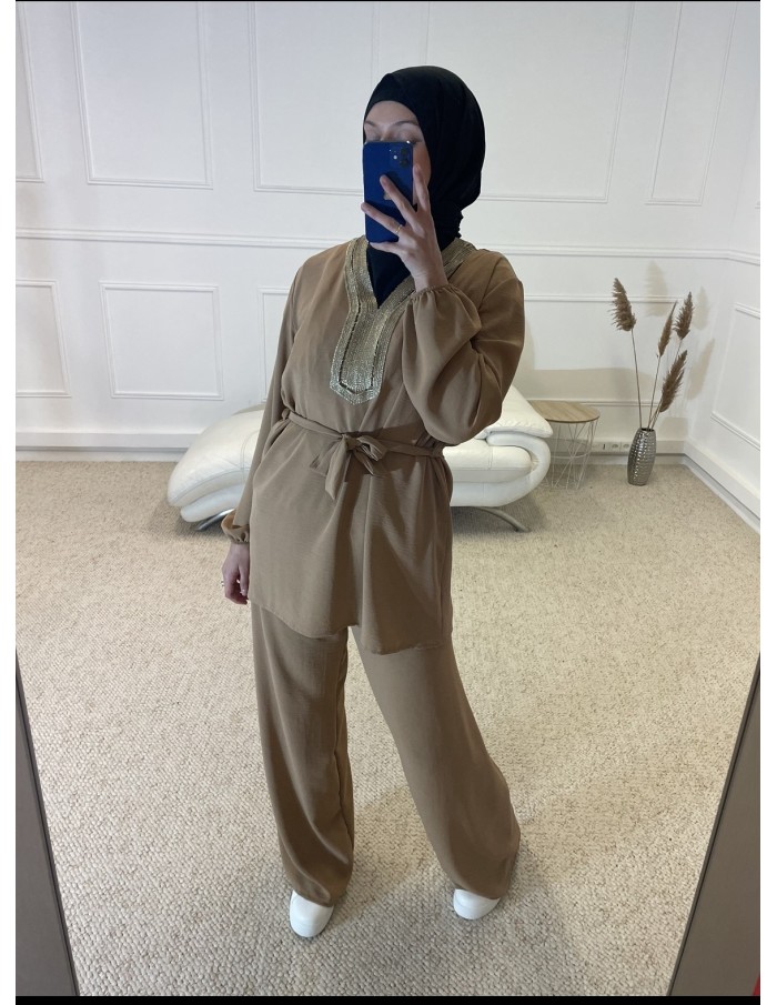 ENSEMBLE 2 PIÈCES FLUIDE MASTOUR CAMEL FEMME - MASTOUR