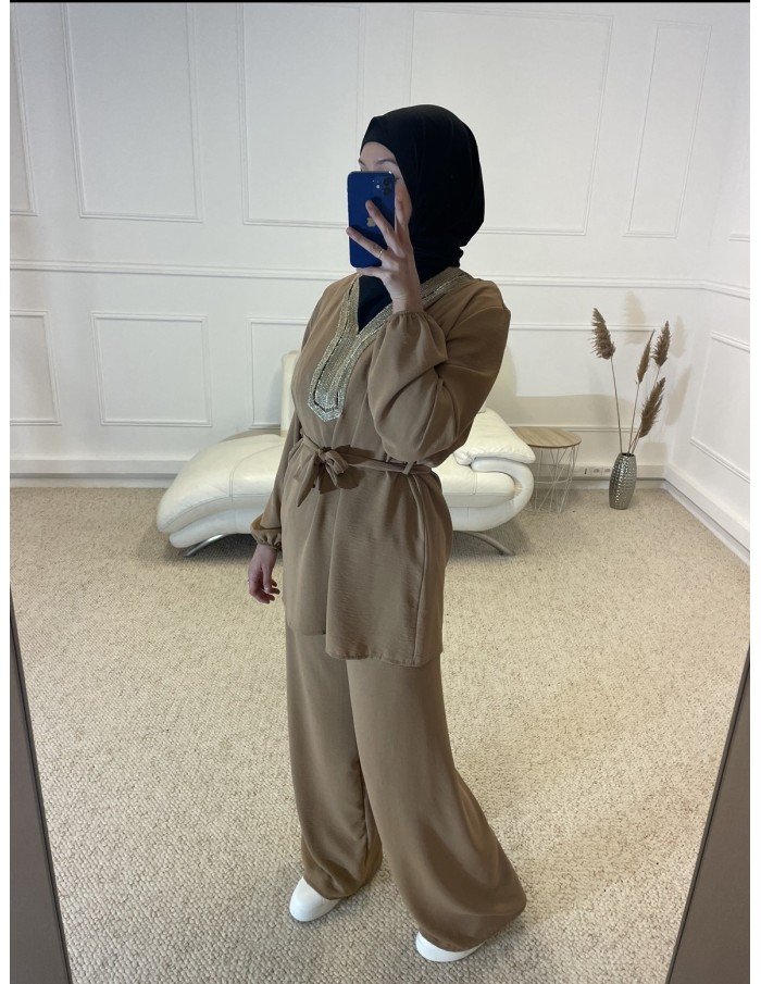 ENSEMBLE 2 PIÈCES FLUIDE MASTOUR CAMEL FEMME - MASTOUR