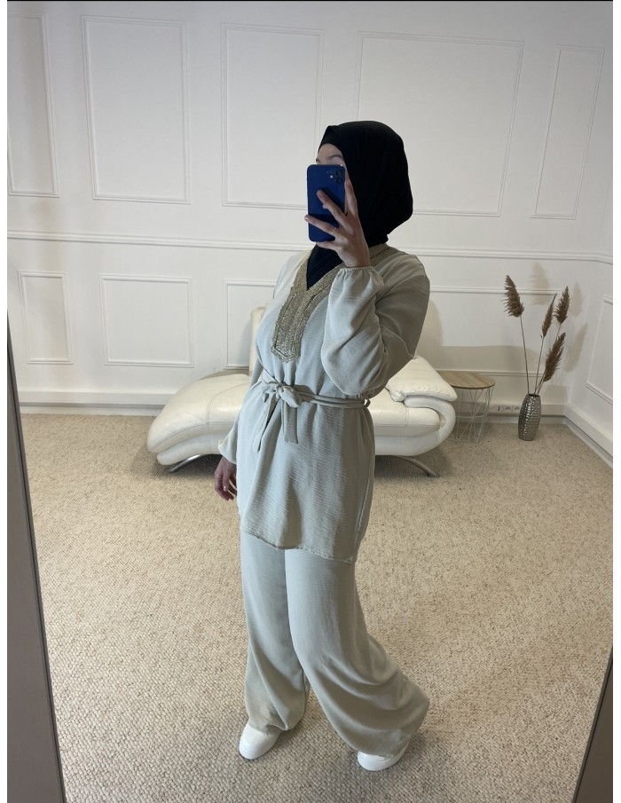 ENSEMBLE 2 PIÈCES FLUIDE MASTOUR BEIGE FEMME - MASTOUR
