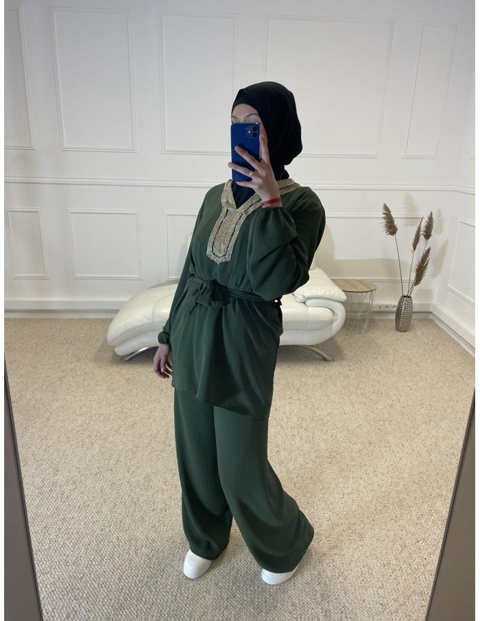 ENSEMBLE 2 PIÈCES FLUIDE MASTOUR VERT FONCÉ FEMME - MASTOUR