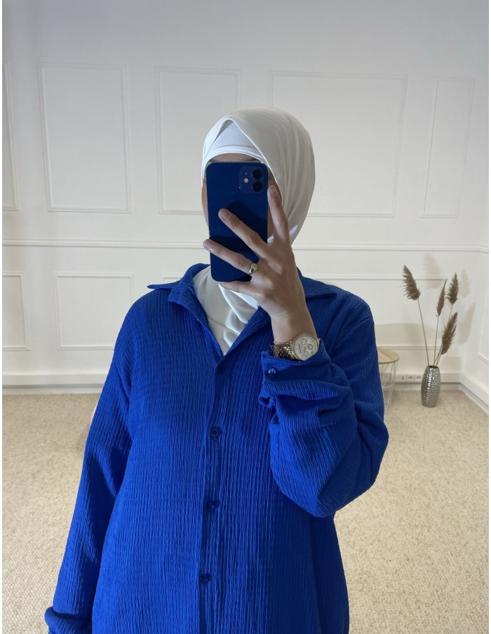 CHEMISIER ROBE LONGUE FEMME BLEU MARINE - MASTOUR