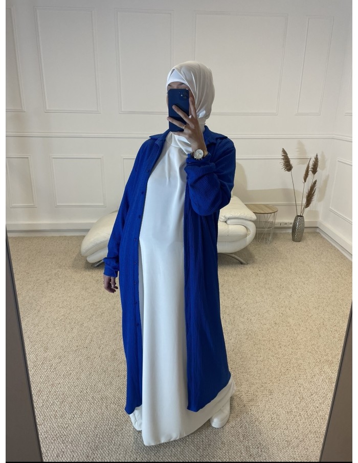 CHEMISIER ROBE LONGUE FEMME BLEU MARINE - MASTOUR