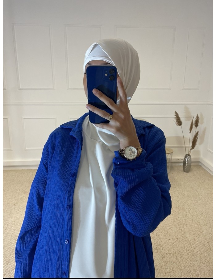 CHEMISIER ROBE LONGUE FEMME BLEU MARINE - MASTOUR