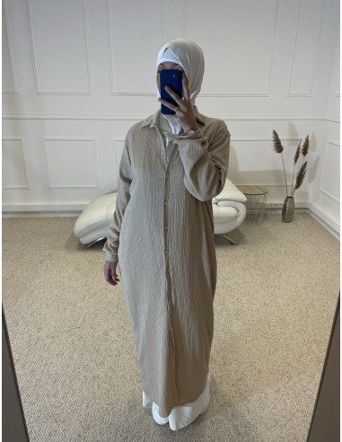 CHEMISIER ROBE LONGUE FEMME BEIGE