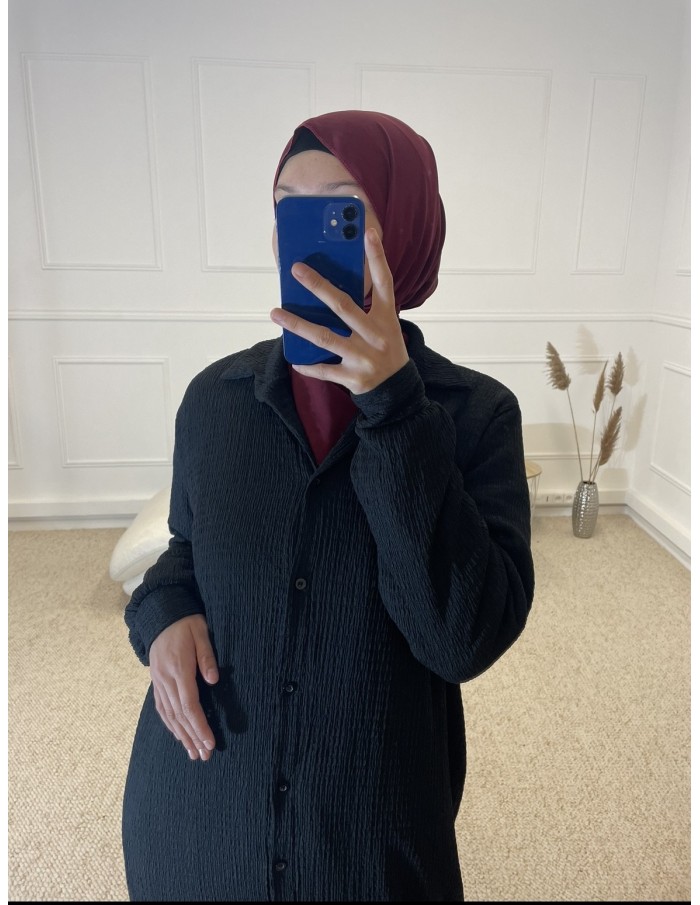 CHEMISIER ROBE LONGUE FEMME NOIR - MASTOUR