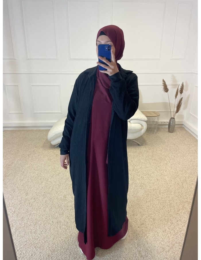 CHEMISIER ROBE LONGUE FEMME NOIR - MASTOUR