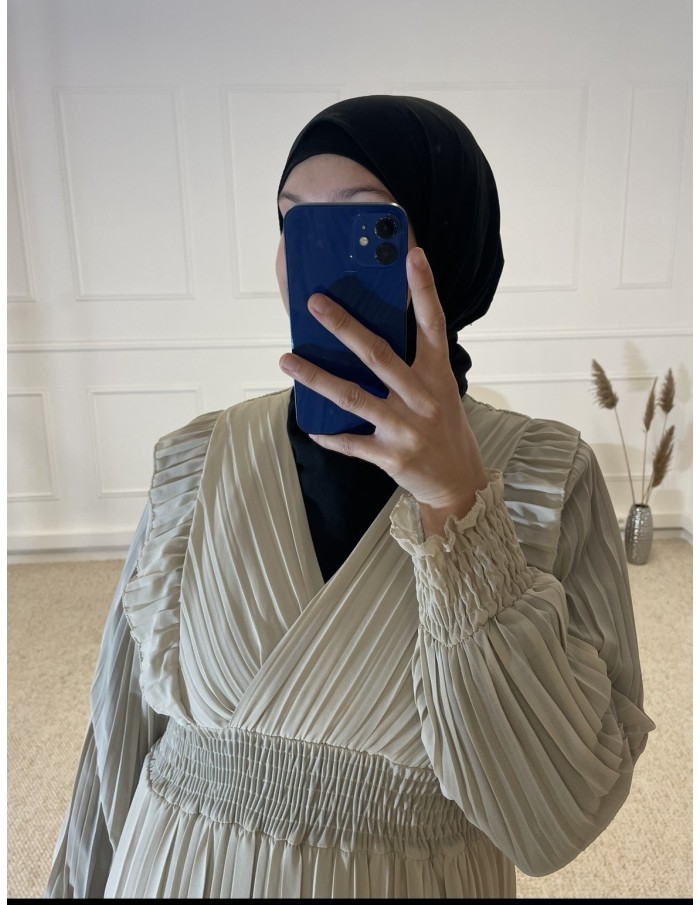 ROBE FLUIDE PLISSÉ LONGUE FEMME BEIGE - MASTOUR