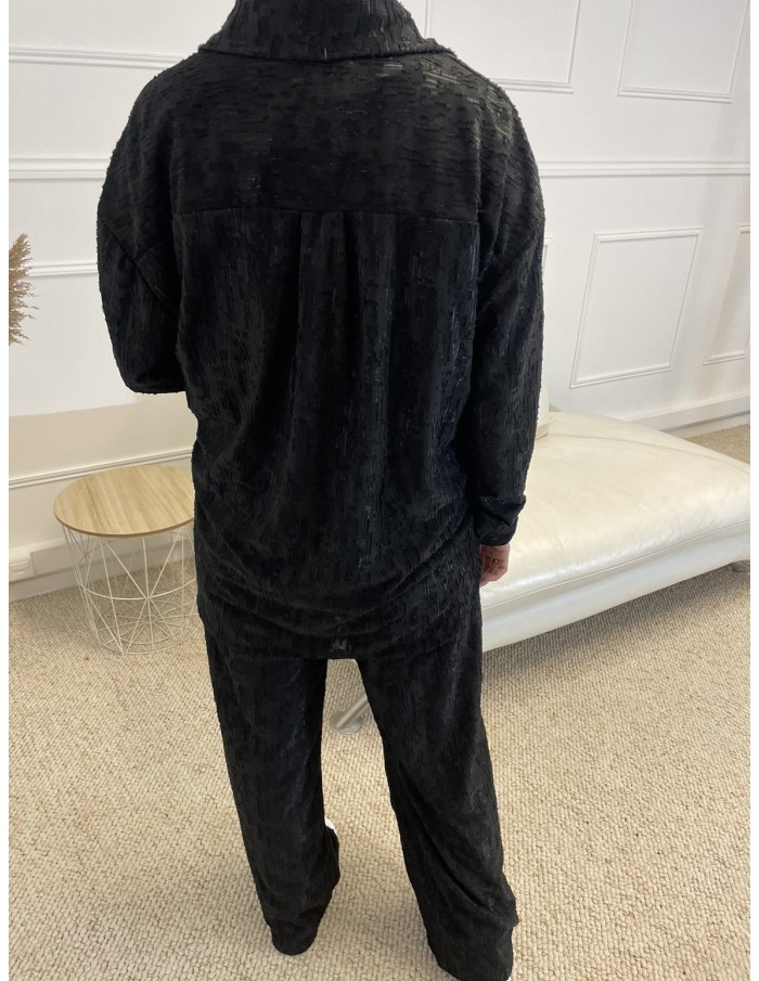 ENSEMBLE CHEMISE + PANTALON FEMME NOIR - MASTOUR
