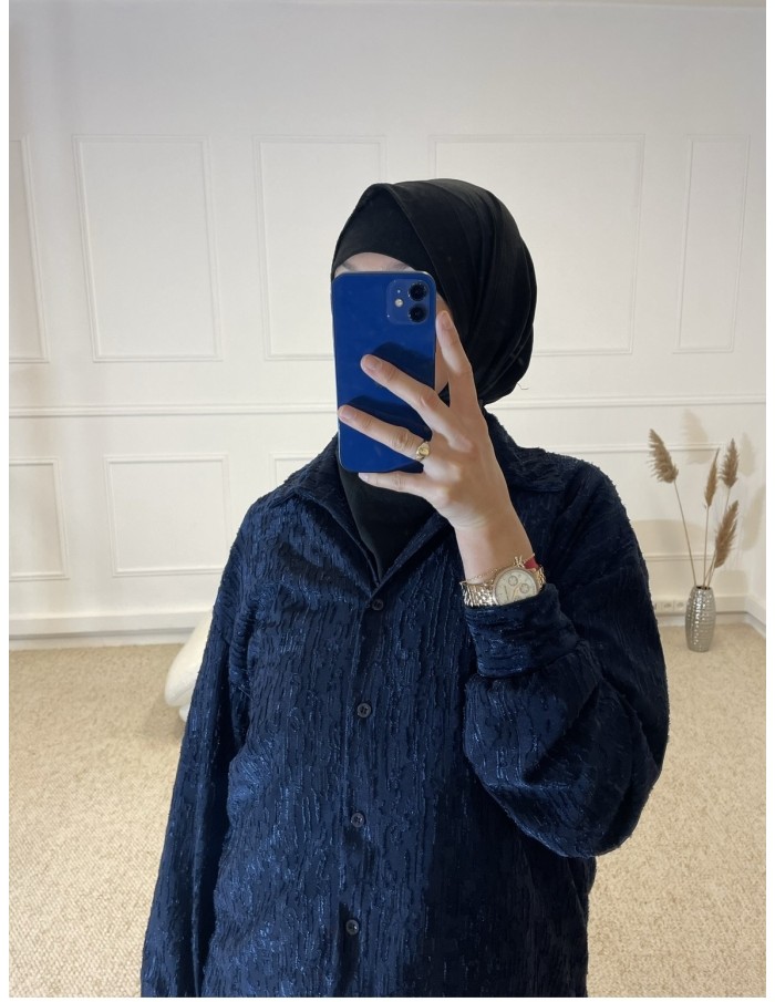 ENSEMBLE CHEMISE + PANTALON FEMME BLEU MARINE - MASTOUR