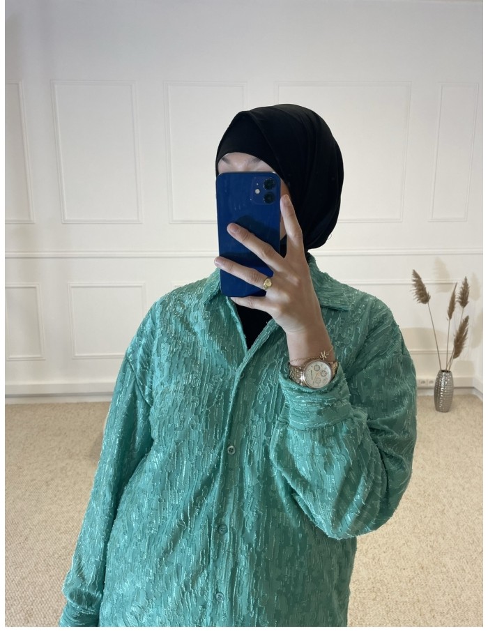ENSEMBLE CHEMISE + PANTALON FEMME VERT - MASTOUR