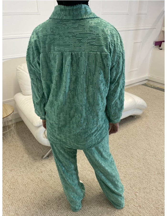 ENSEMBLE CHEMISE + PANTALON FEMME VERT - MASTOUR