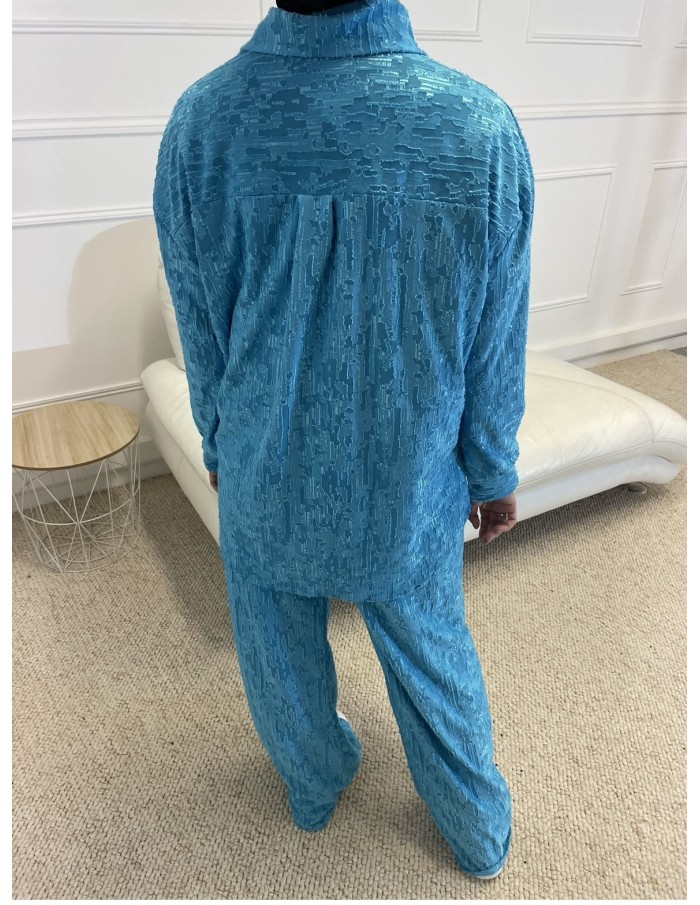 ENSEMBLE CHEMISE + PANTALON FEMME BLEU - MASTOUR