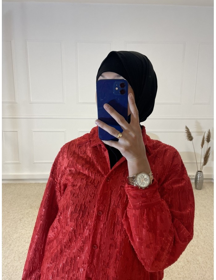 ENSEMBLE CHEMISE + PANTALON FEMME ROUGE - MASTOUR