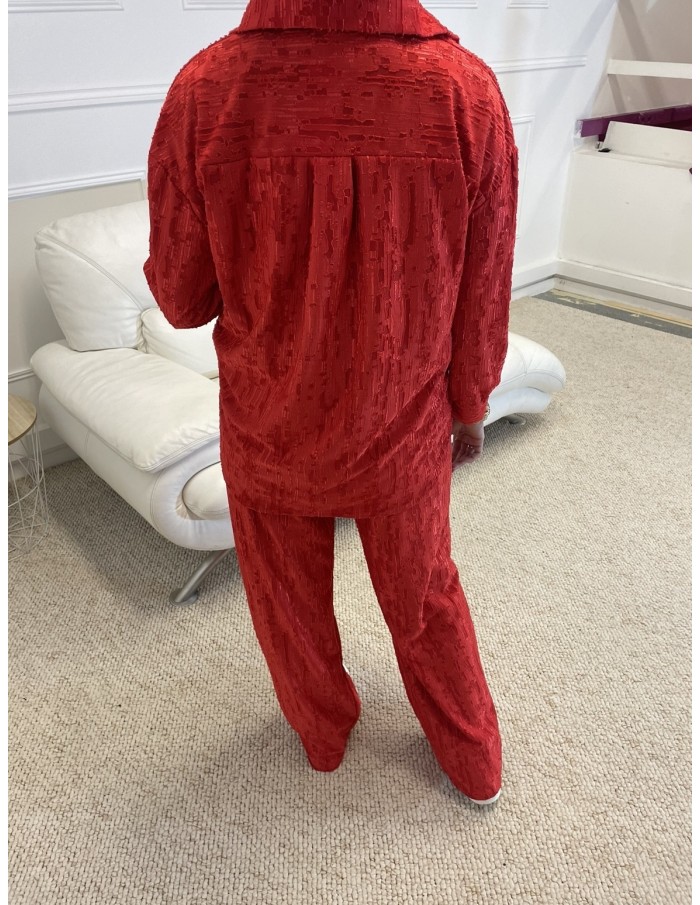 ENSEMBLE CHEMISE + PANTALON FEMME ROUGE - MASTOUR