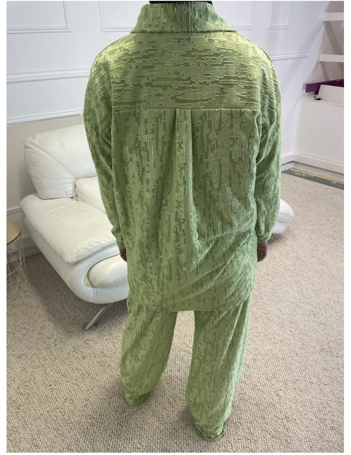 ENSEMBLE CHEMISE + PANTALON FEMME VERT POMME - MASTOUR