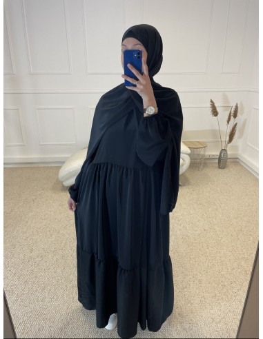 ABAYA PLISSÉ AVEC VOILE INTÉGRÉ FEMME...