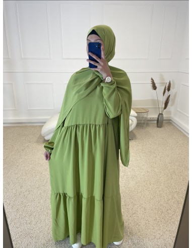 ABAYA PLISSÉ AVEC VOILE INTÉGRÉ FEMME...