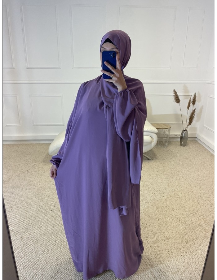 ABAYA AVEC VOILE INTÉGRÉ FEMME ROSE VIOLET - MASTOUR