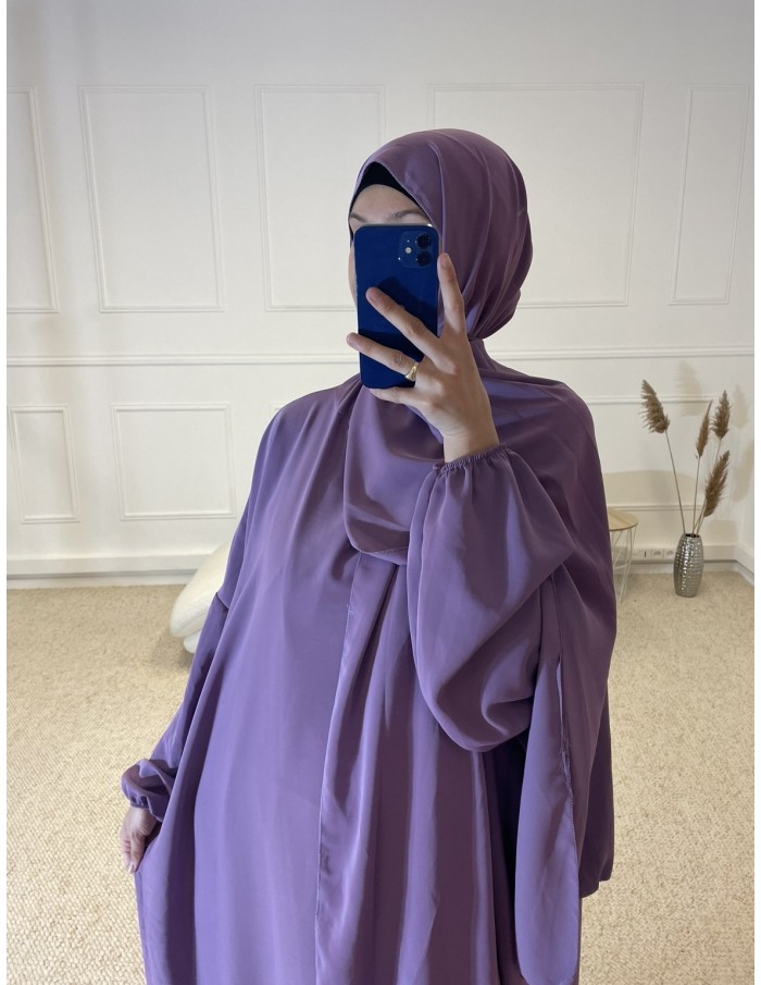 ABAYA AVEC VOILE INTÉGRÉ FEMME ROSE VIOLET - MASTOUR