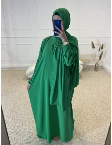 ABAYA AVEC VOILE INTÉGRÉ FEMME ROSE...