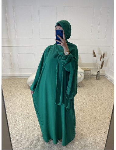 ABAYA AVEC VOILE INTÉGRÉ FEMME VERT...