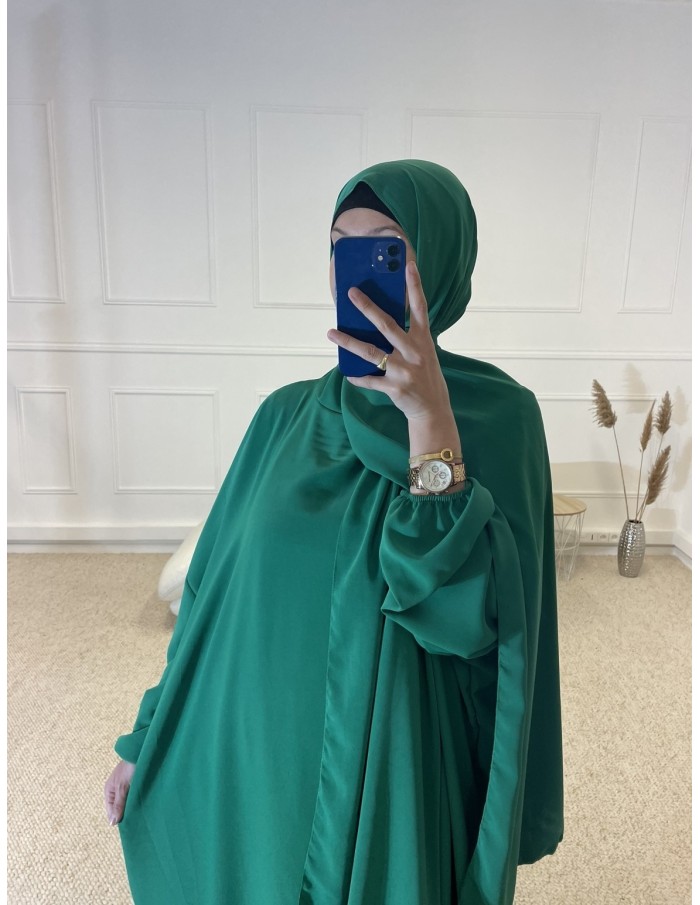 ABAYA AVEC VOILE INTÉGRÉ FEMME VERT FONCÉ - MASTOUR