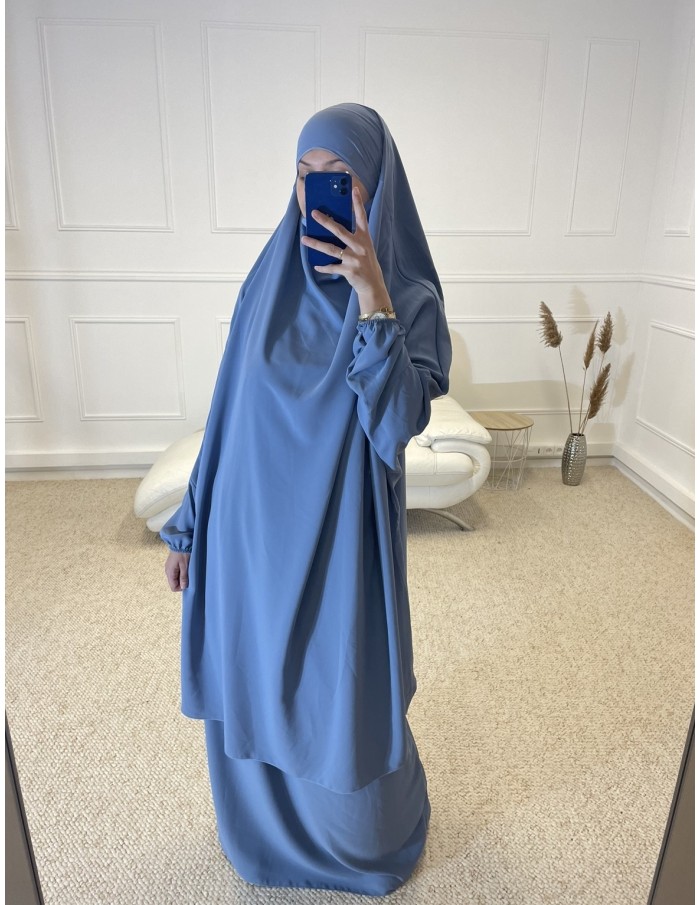 ENSEMBLE 2 PIÈCES JILBEB+JUPE FEMME BLEU - MASTOUR