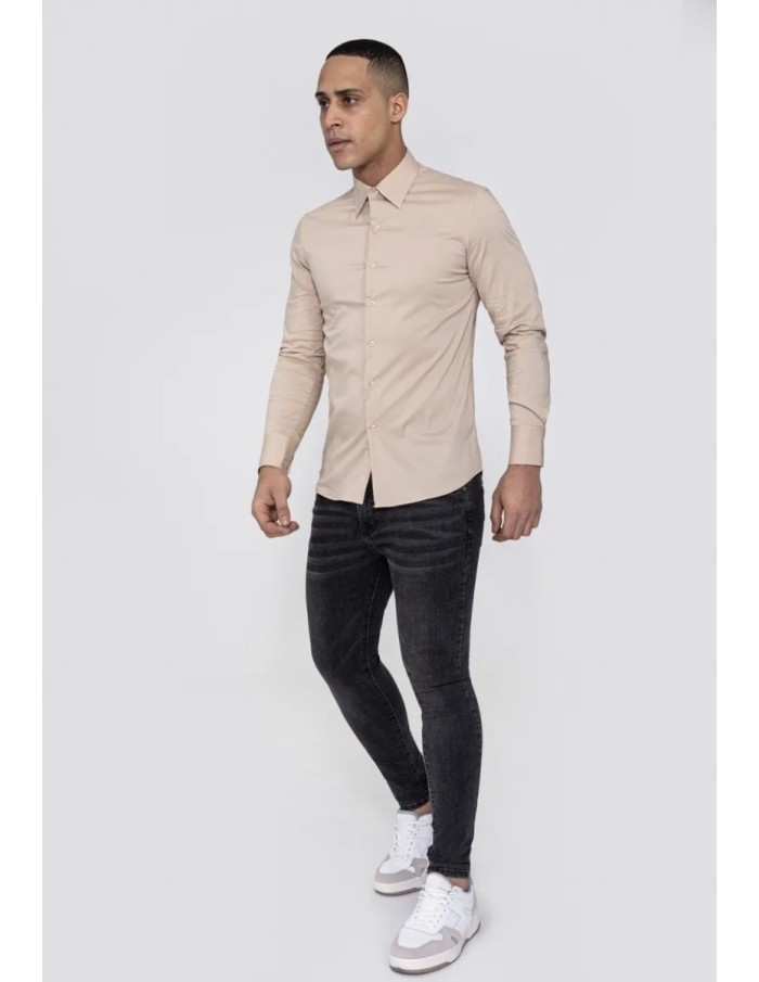 CHEMISE MANCHE LONGUE FRILIVIN TAUPE HOMME - HOMME