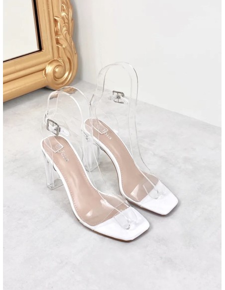 TALON HAUT BLANCHE ET TRANSPARENTE FEMME 36 AU 41 - FEMME