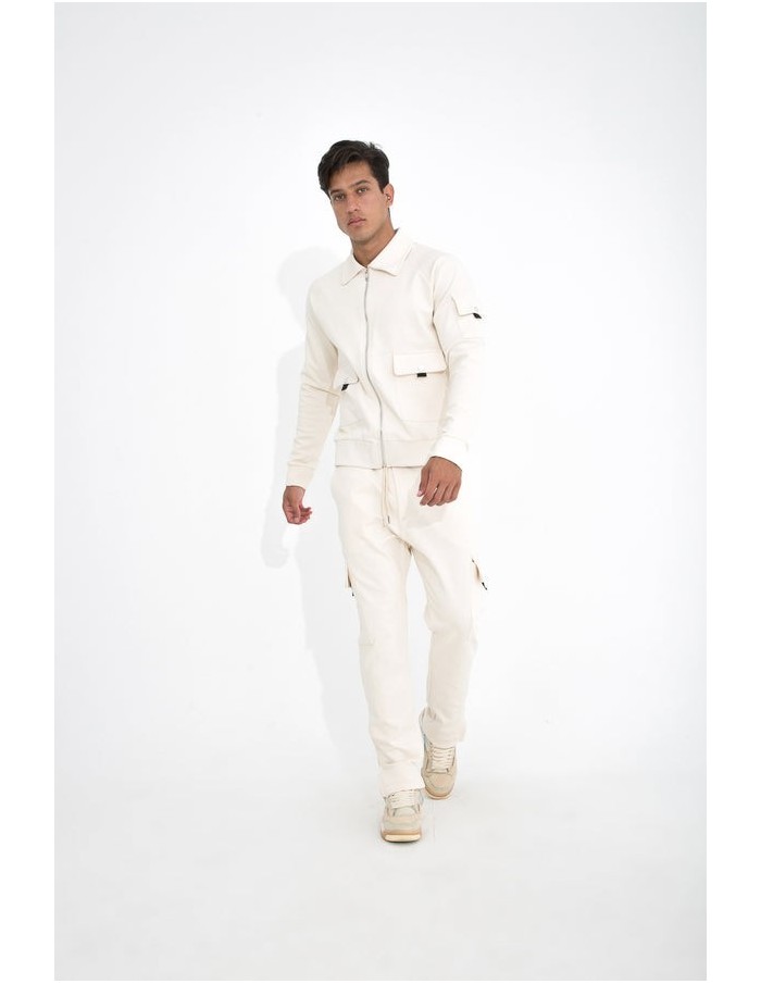 ENSEMBLE JOGGING CARGO ZIP BEIGE-LL717 - HOMME-IKAO - Accueil